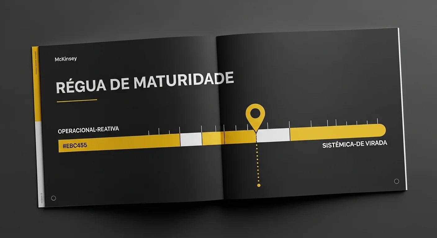 Página interna do relatório: Régua de Maturidade horizontal com pin amarelo